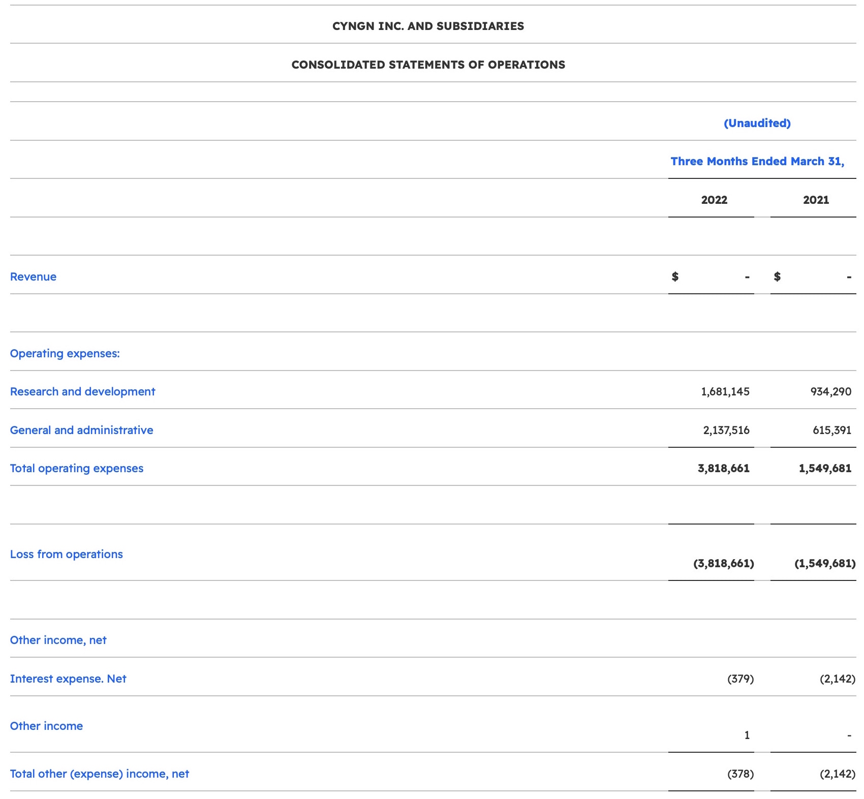 Consolidated Statement of Operations